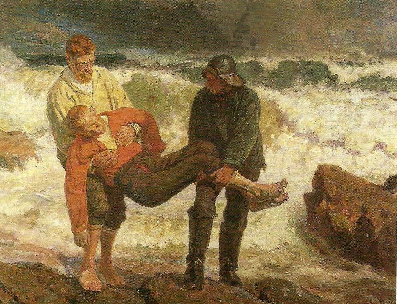 Laurits Tuxen den druknede bringes i land Sweden oil painting art